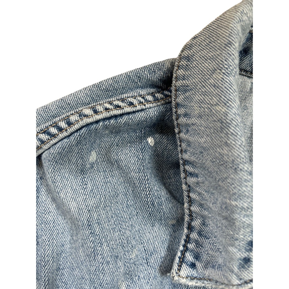 Old Navy Distressed Jean Denim Jacket White Paint Spattered Size SP Petite SM - Picture 5 of 8